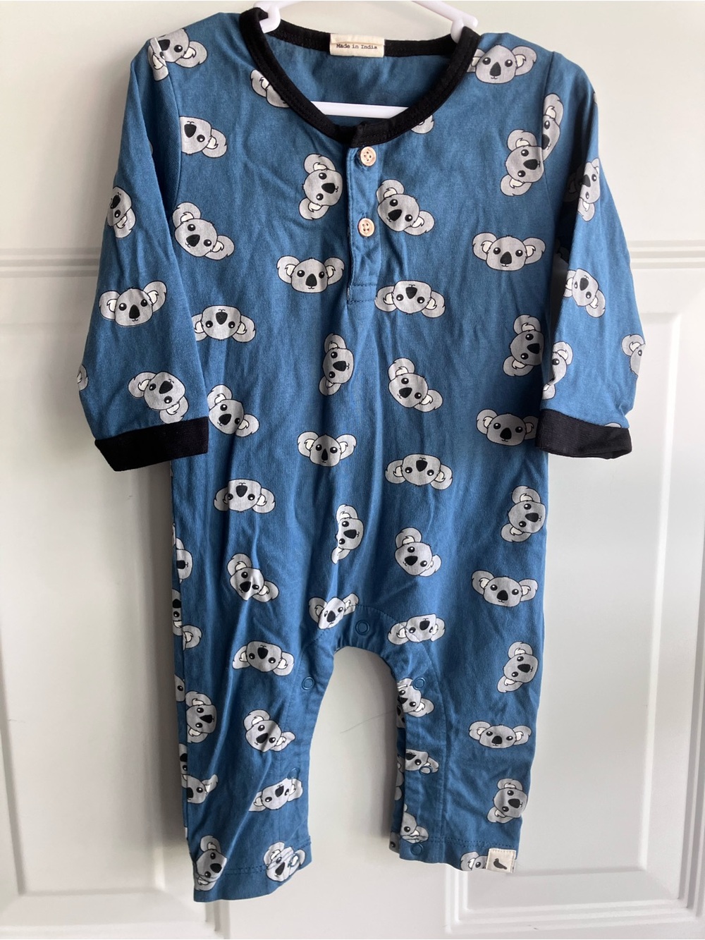 Turtledove London blue koala romper organic cotton 3-6 months